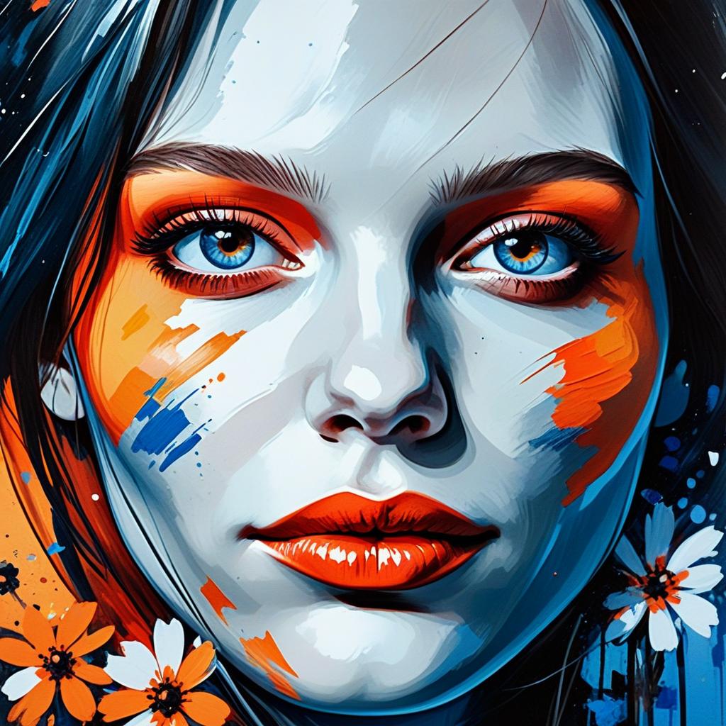 Vibrant Abstract Digital Portrait of Woman with Bold Colors