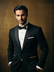 Photorealistic Studio Portrait of Man in Wedding Tuxedo