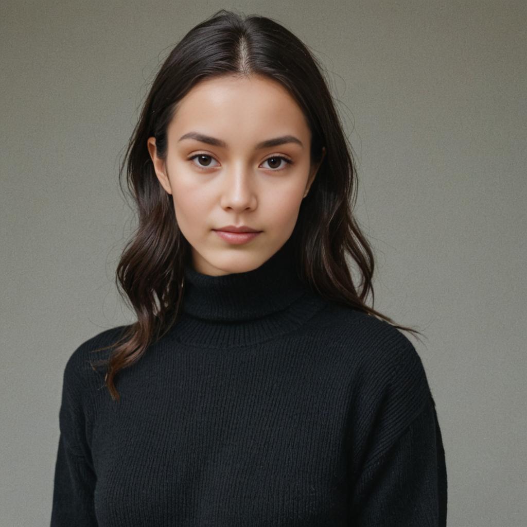 Artistic Portrait of Woman in Cozy Black Sweater