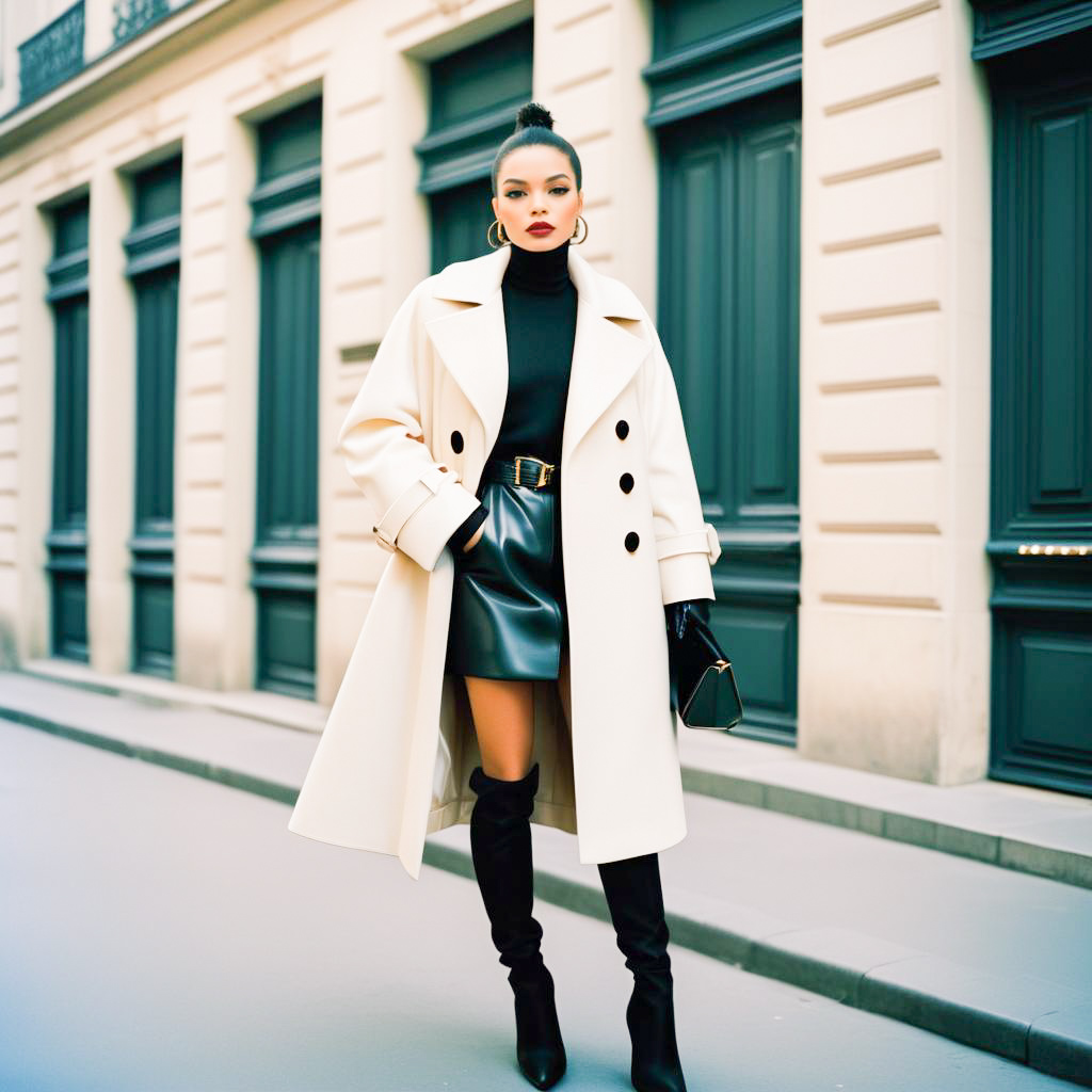 Stylish Woman in Winter Outfit on Urban Street