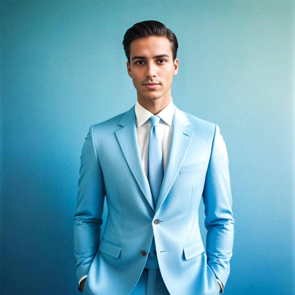 Stylish Man in Light Blue Suit