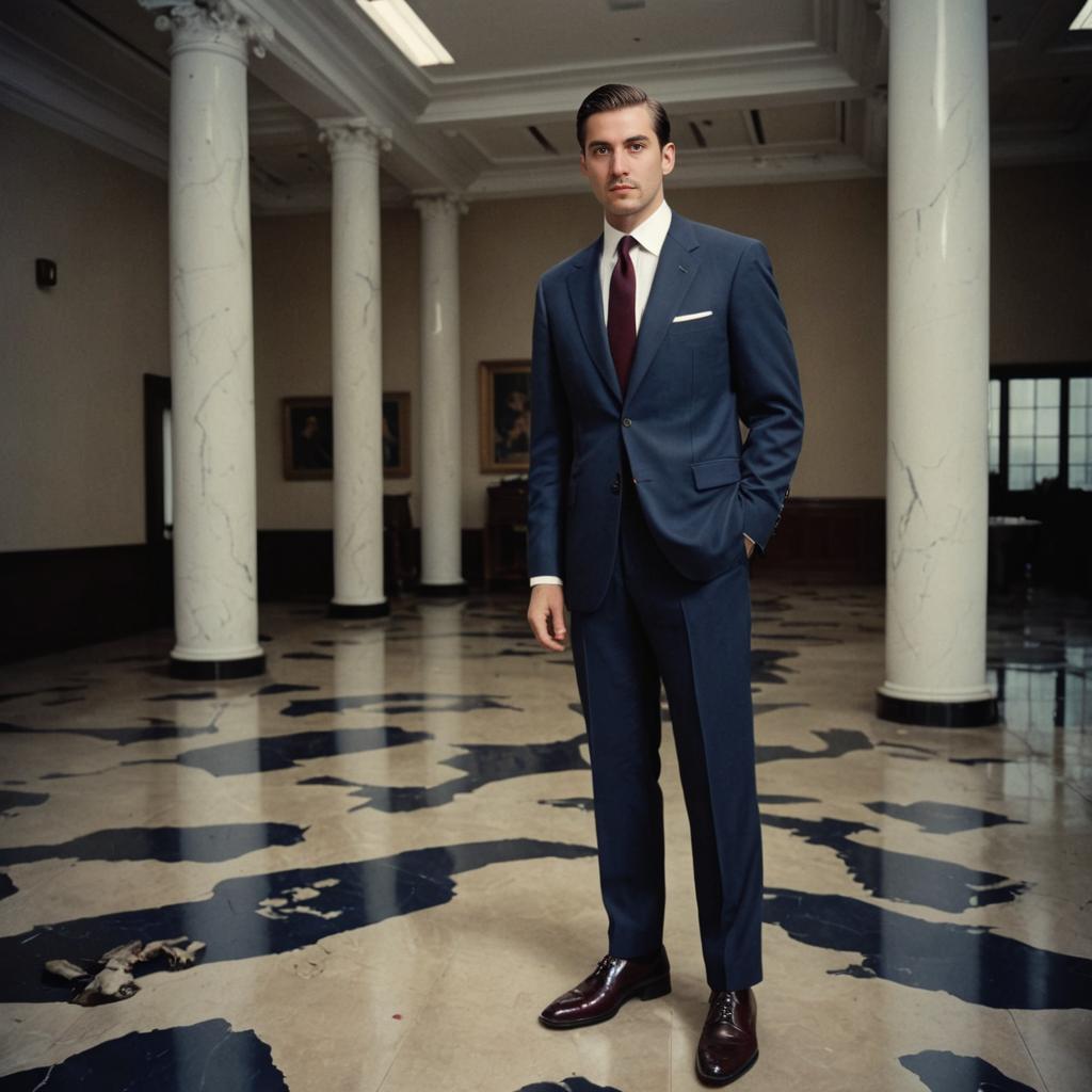 Confident Man in Stylish Suit in Elegant Room