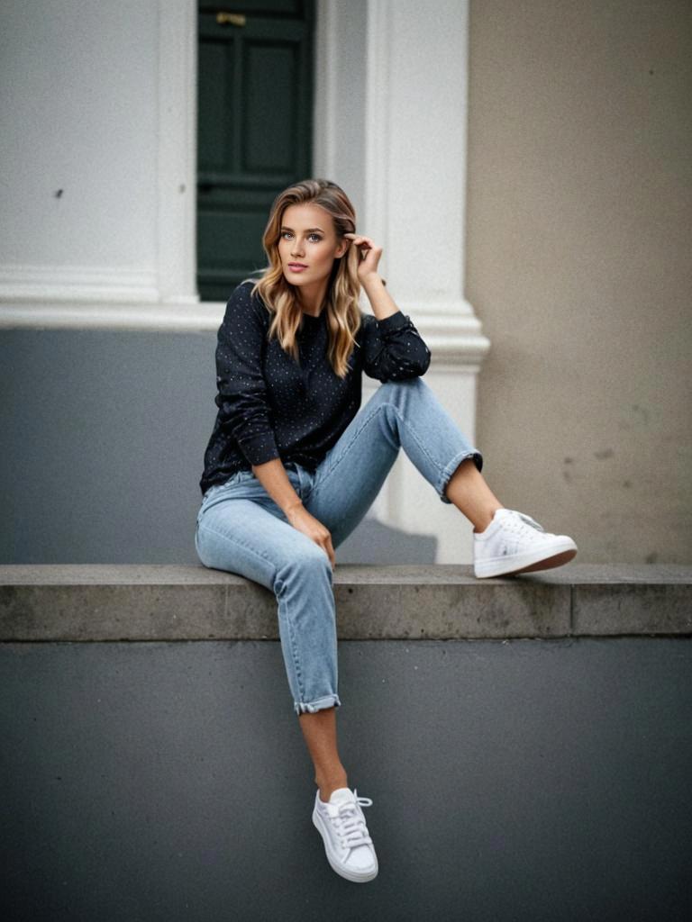 Stylish Woman in Casual Urban Outfit