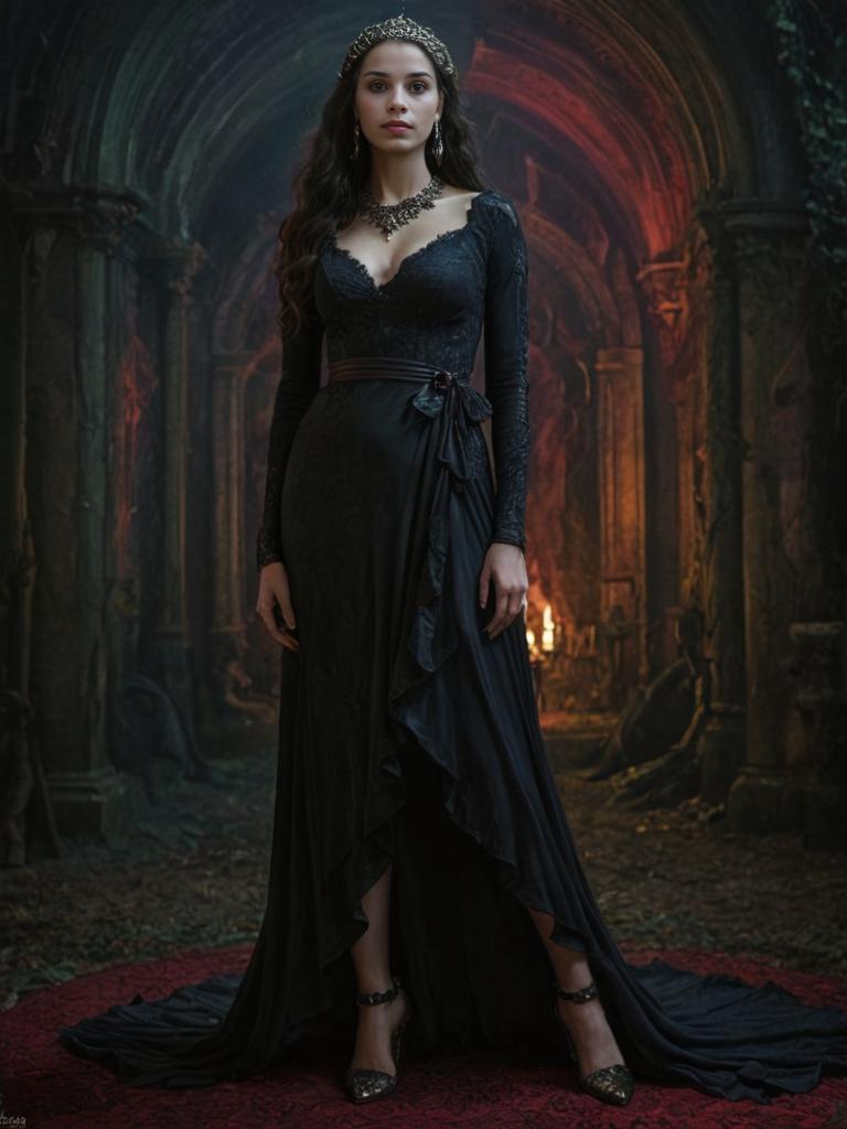 Elegant Woman in Gothic Cathedral