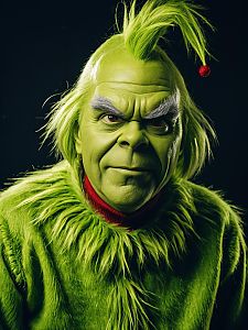 Man in Realistic Grinch Costume Dramatic Cinematic Portrait