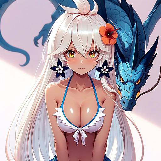 Granblue Fantasy Zooey with Blue Dragon Anime Illustration