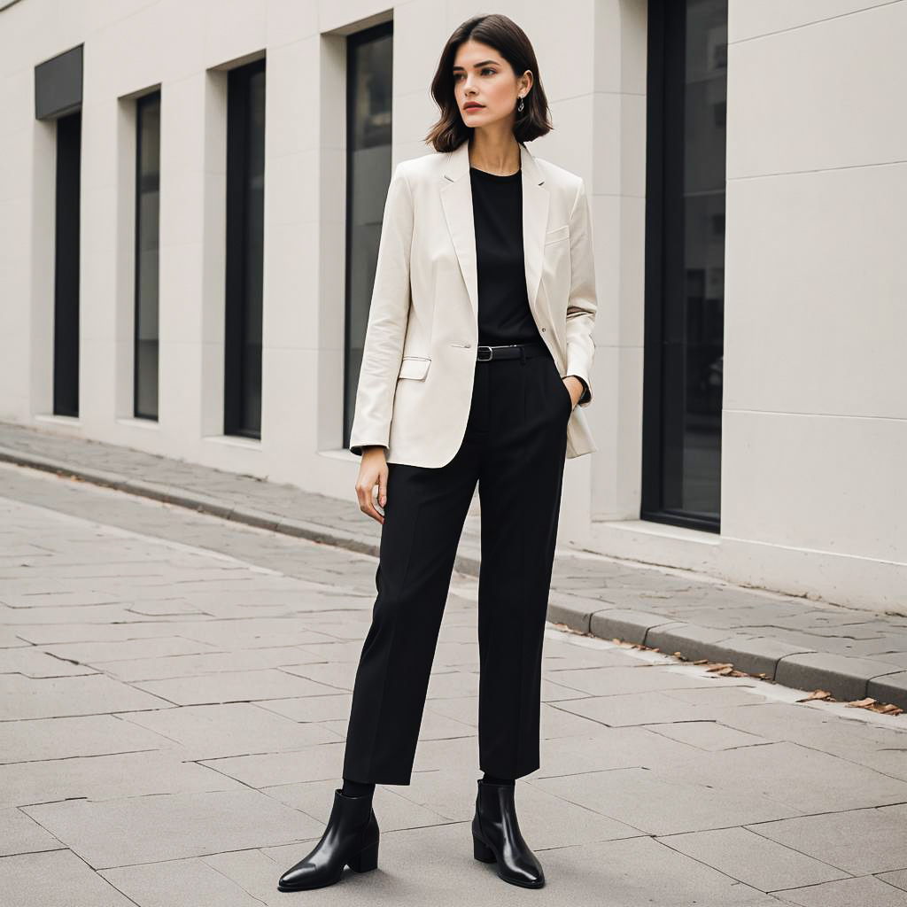 Confident Woman in Minimalist Outfit