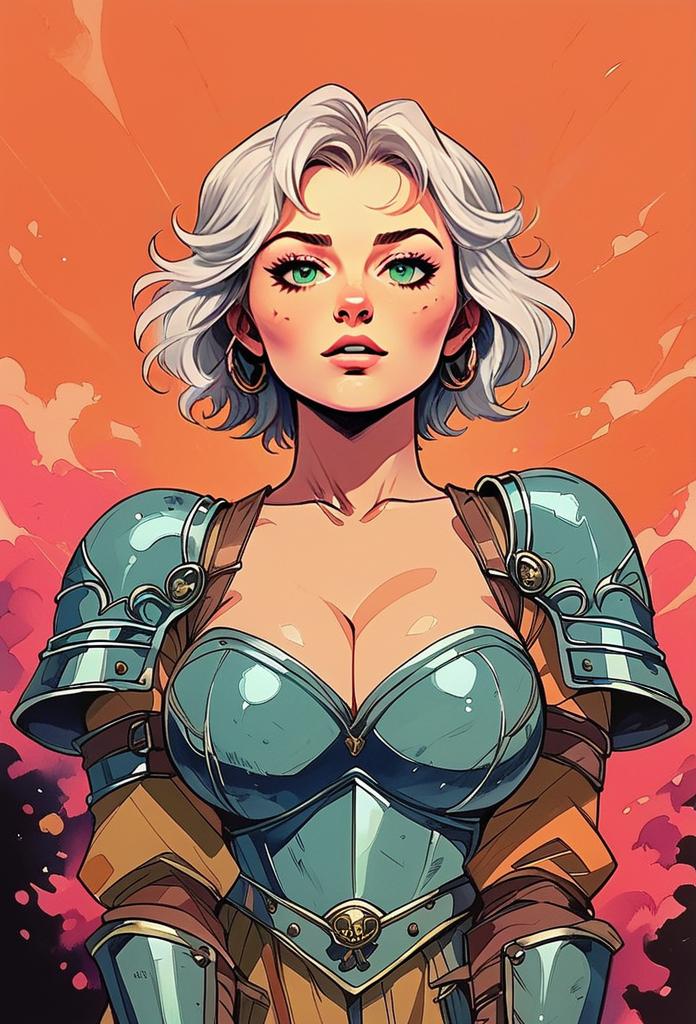 Confident Woman in Detailed Armor