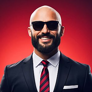 Confident Bald Man in Suit with Sunglasses