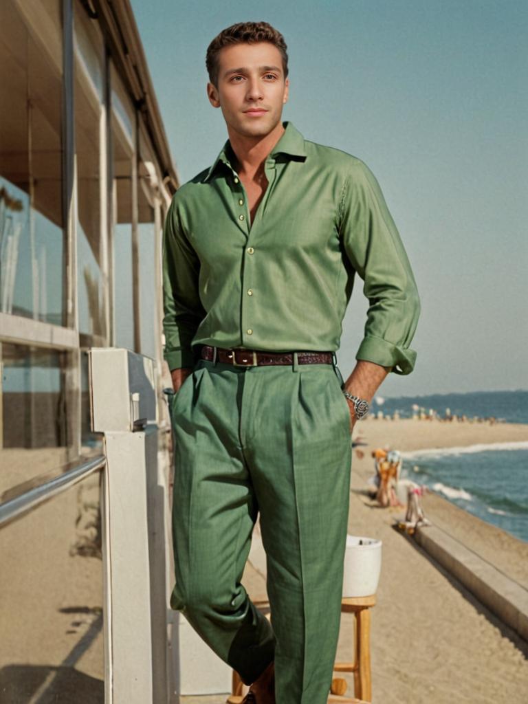 Confident Man in Stylish California Cocktail Attire