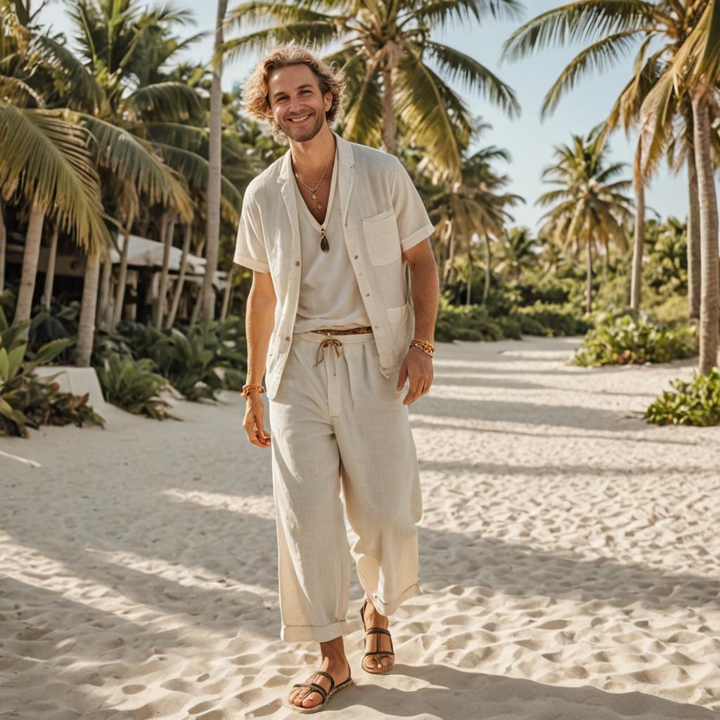 Smiling man on tropical beach