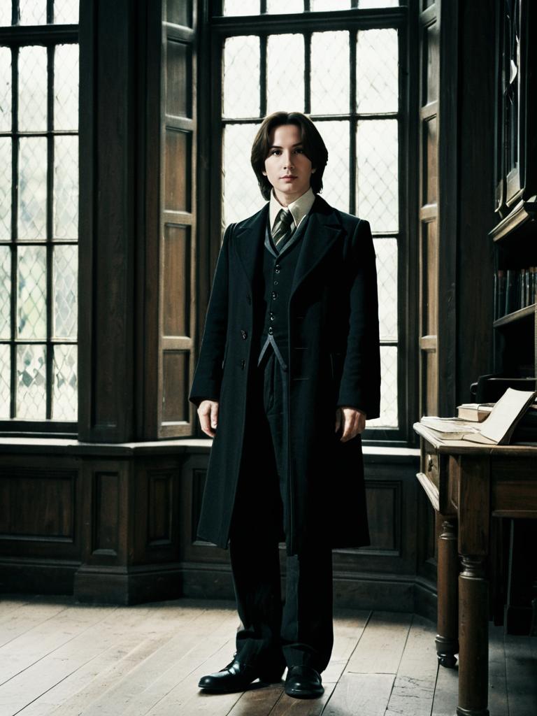 Harry Potter Professor Snape Styled Man in Vintage Gothic Room