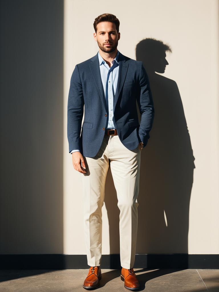 Man in Summer Professional Outfit Full Body Casual Office Fashion
