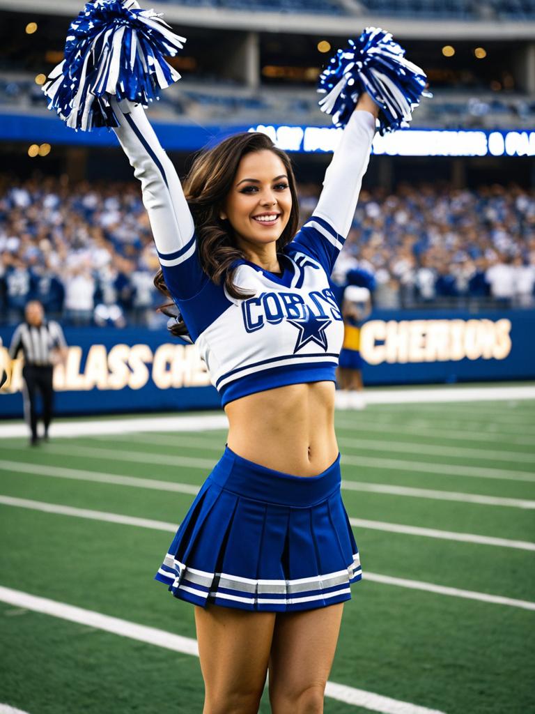 Cheerleader Performing on Football Field