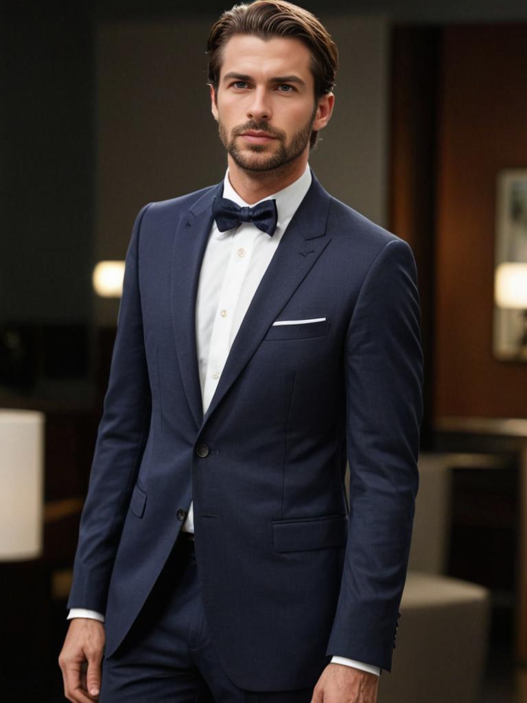 Well-Dressed Man in Navy Tuxedo