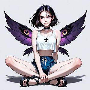 Anime Woman with Butterfly Wings