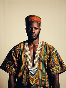 Man in African Traditional Outfit Photorealistic Studio Portrait