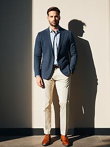 Man in Summer Professional Outfit Full Body Casual Office Fashion