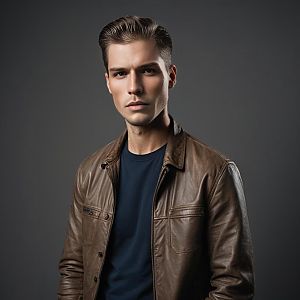 Confident Young Man in Leather Jacket