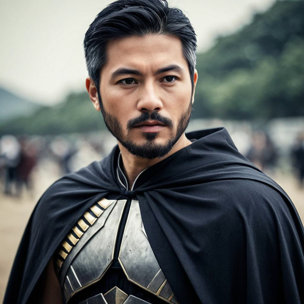 Man in Black Cloak and Armor Outdoors
