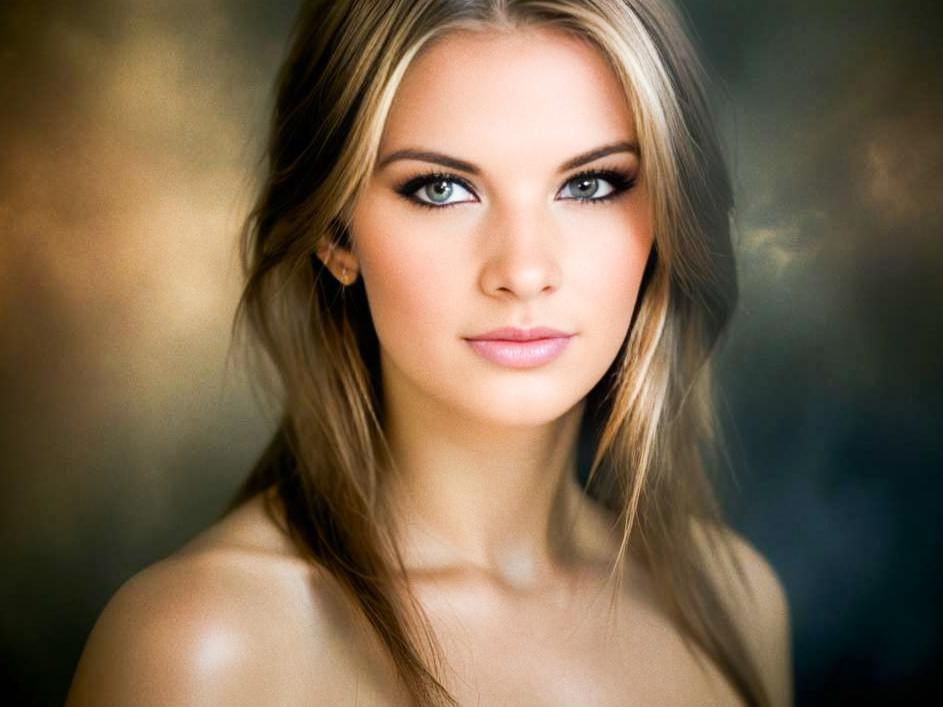 Elegant Young Woman with Green Eyes