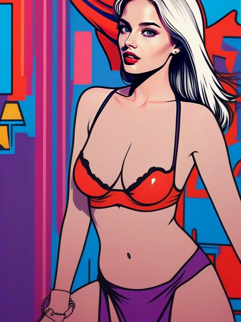 Chic Pop Art Woman in Bikini