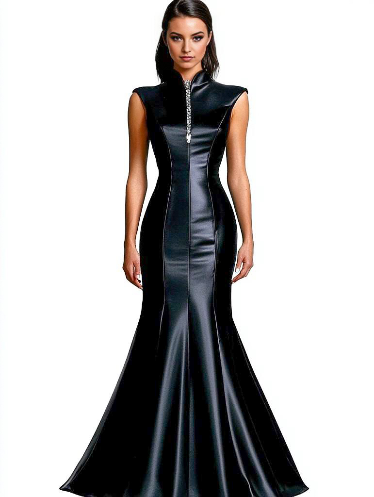 Woman in Black Satin Gown Woman in Black Satin Gown
