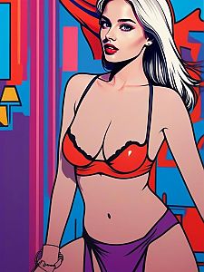 Chic Pop Art Woman in Bikini