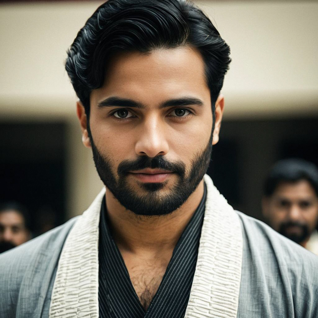 Confident Man in Traditional Outfit - Close-Up Portrait