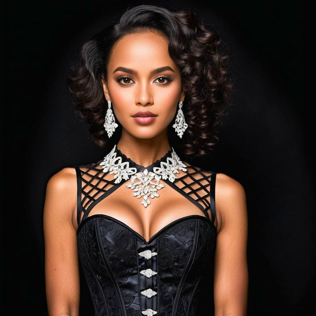 Glamorous Woman in Elegant Black Corset Glamorous Woman in Elegant Black Corset