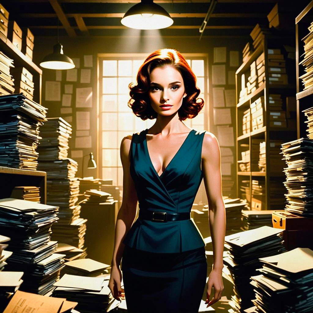 Confident Woman in Vintage Office Confident Woman in Vintage Office