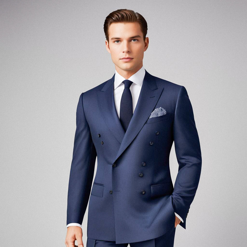 Stylish Young Man in Navy Suit