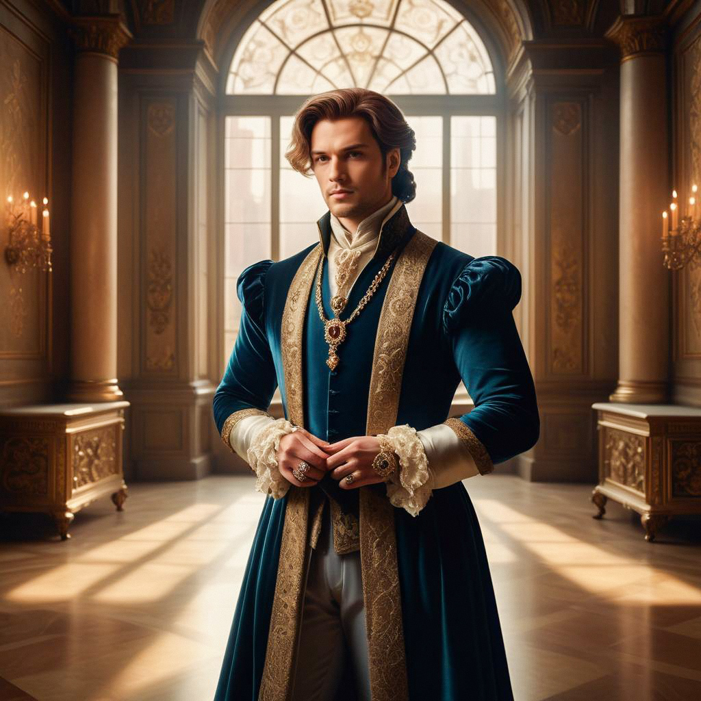 Aristocratic Man in 18th Century Outfit in Grand Hall
