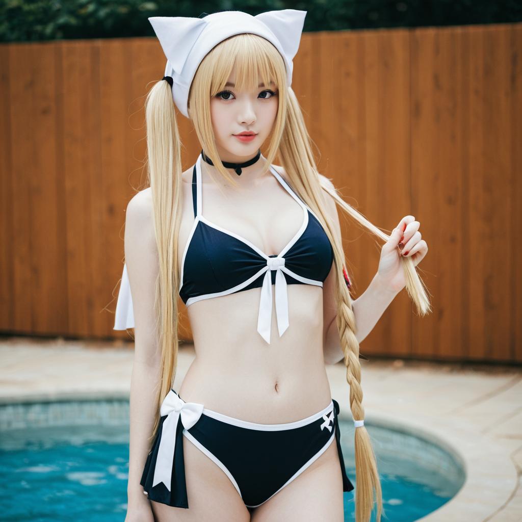 Abigail Williams Cosplay in Black and White Bikini - Fate Foreigner Third Ascension
