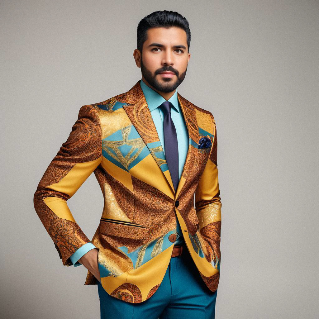 Man in Vibrant Patterned Suit