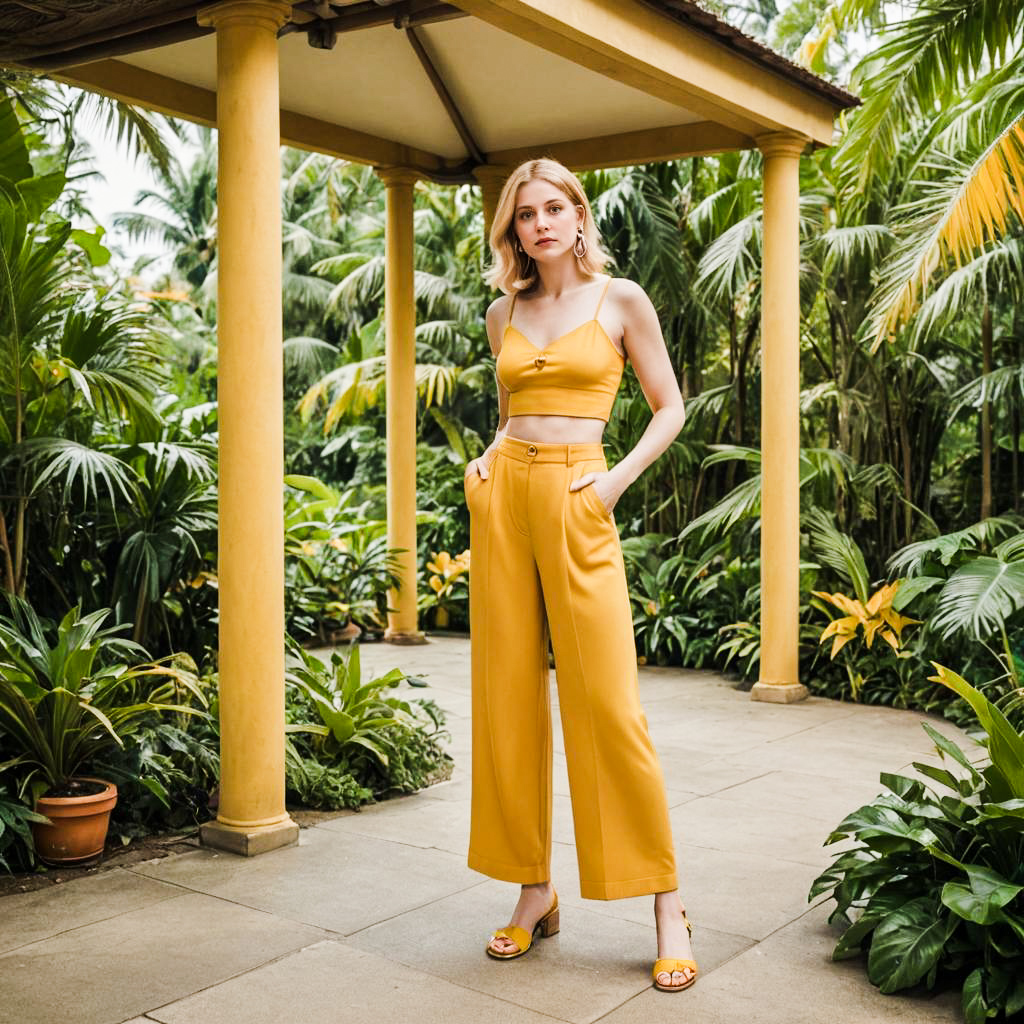 Confident Woman in Tropical Setting