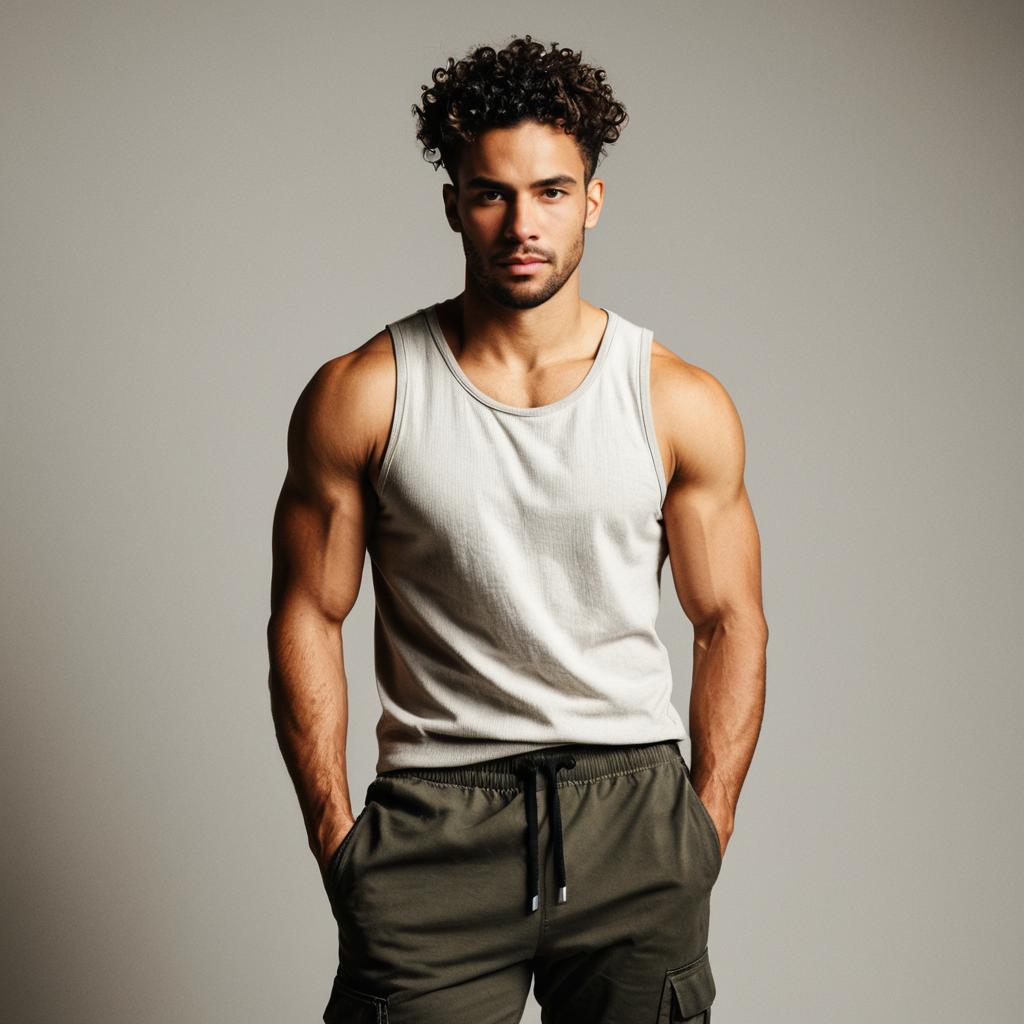 Confident Young Man in Sleeveless Tank Top