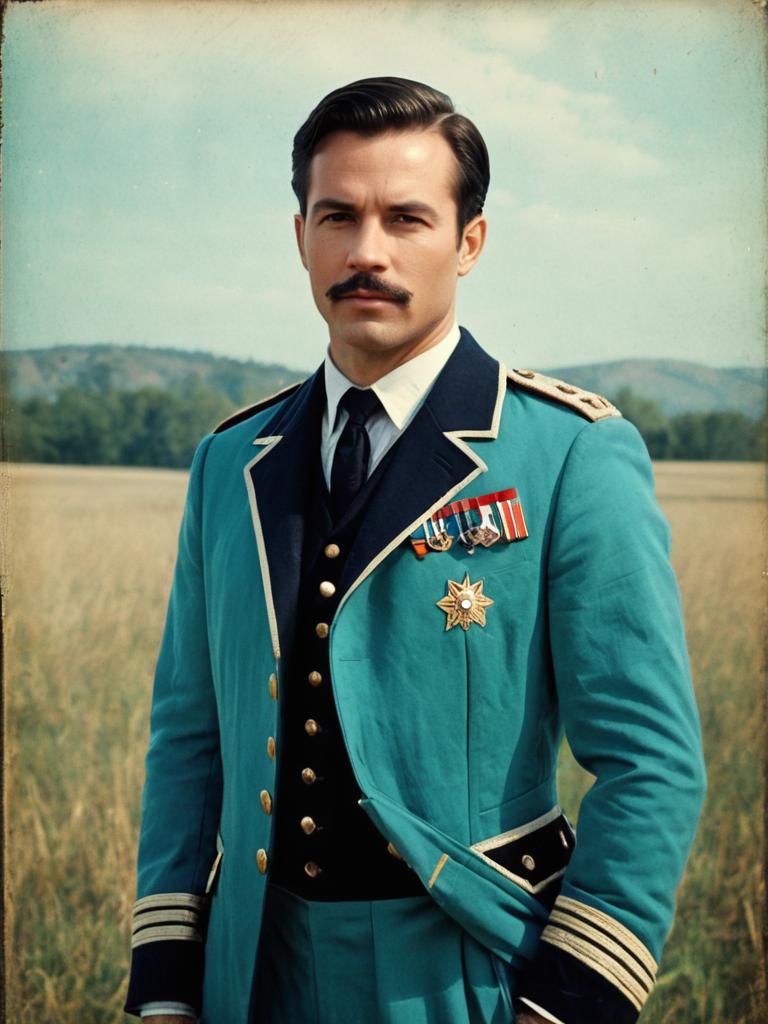 Photorealistic Portrait of Man in Grant Military Costume Outdoors