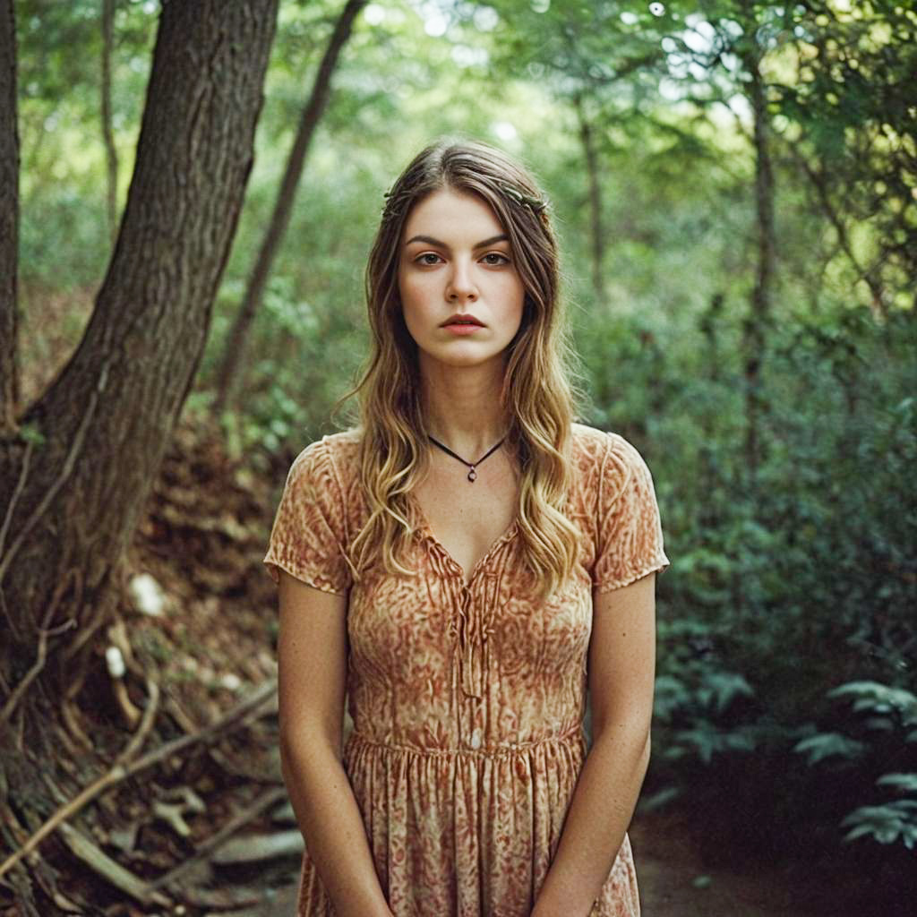 Serene Woman in Greenery