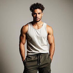 Confident Young Man in Sleeveless Tank Top