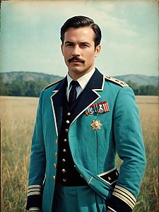 Photorealistic Portrait of Man in Grant Military Costume Outdoors
