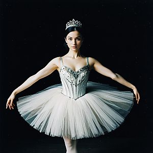 Elegant Aurora Ballet Costume Female Solo Ballerina in Tiara and Tutu