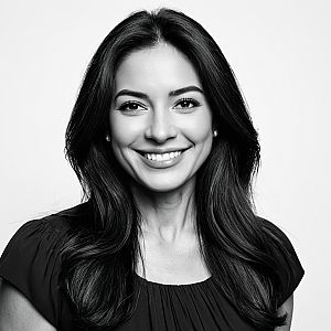Black and White Portrait of Smiling Woman