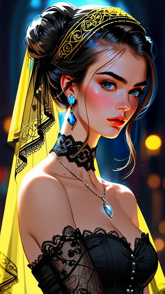 Gothic Woman Portrait with Blue Eyes Gothic Woman Portrait with Blue Eyes