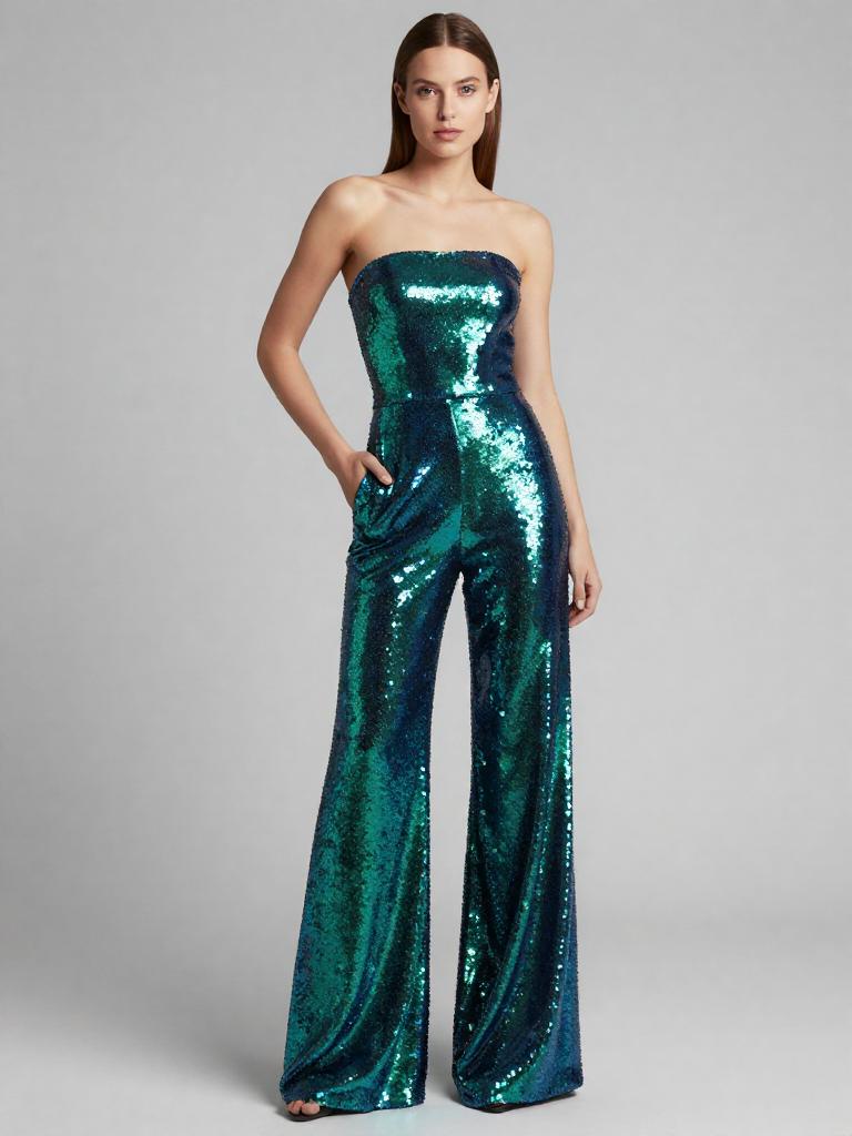 Glamorous Sequined Strapless Jumpsuit for Women