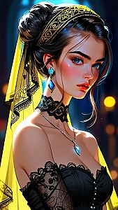 Gothic Woman Portrait with Blue Eyes