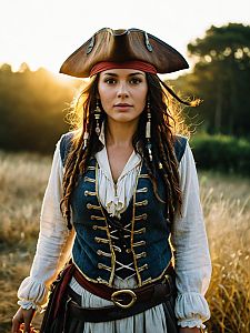 Woman in Jack Sparrow Pirate Costume Outdoor Portrait