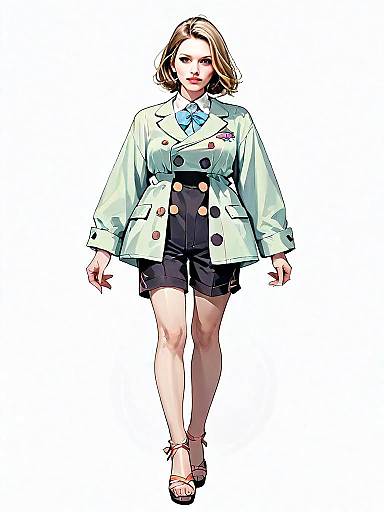 Realistic Comic Style Woman Full Body Shot in Contemporary Fashion