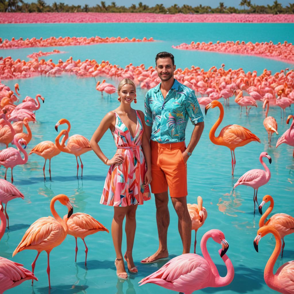 Couple with Flamingos