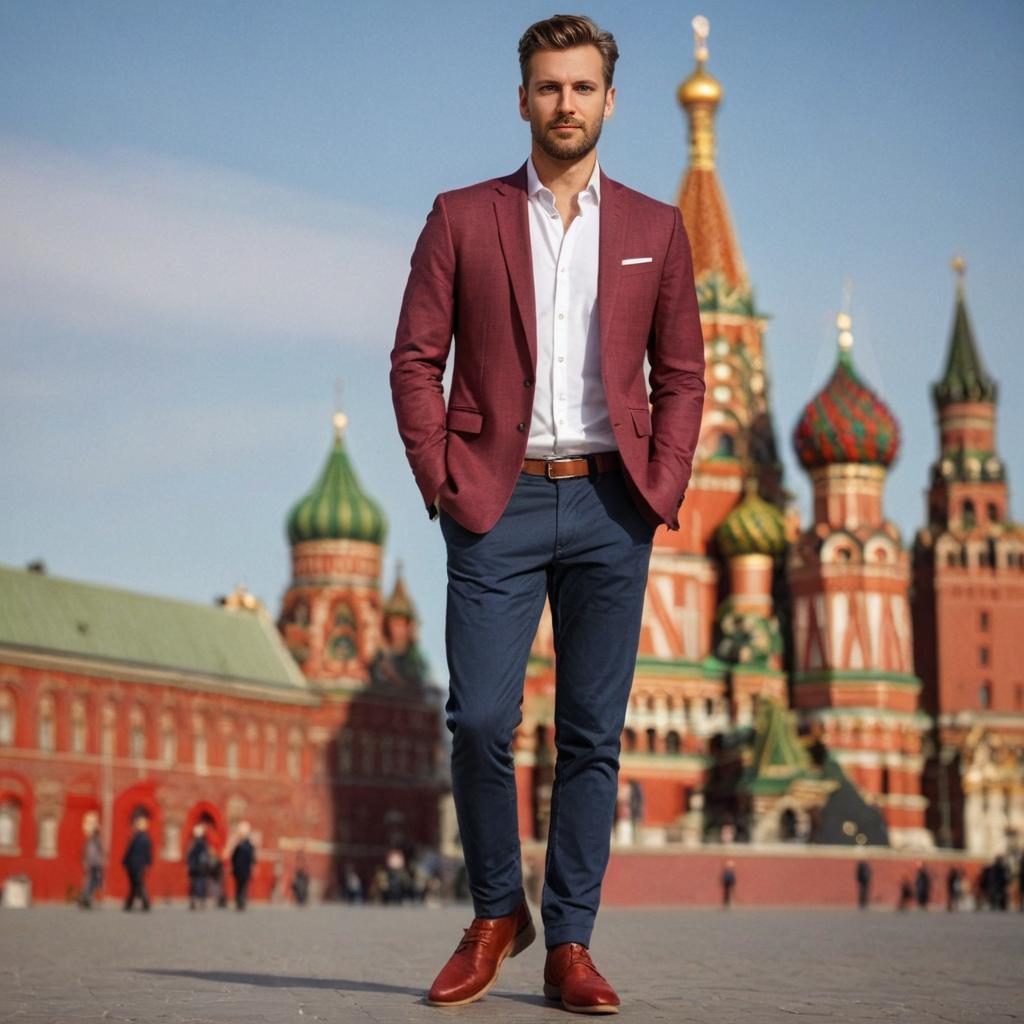 Well-Dressed Man in Moscow's Red Square